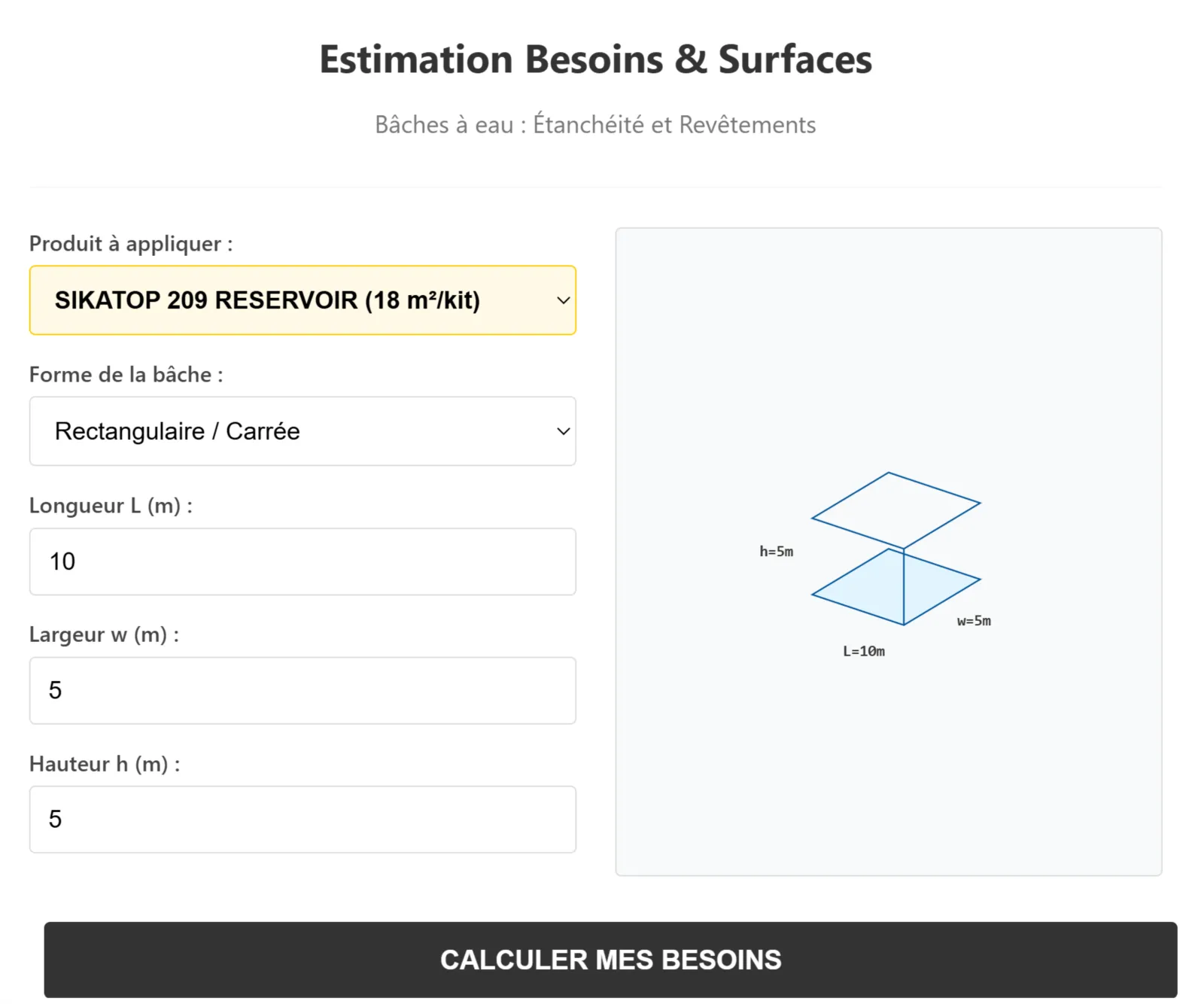 calcul besoin en resine
